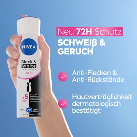 Antitranspirant Deospray Black & White Invisible Clear NIVEA