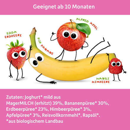 Quetschie Erdbeere & Himbeere im Joghurt, ab 10 Monaten Freche Freunde