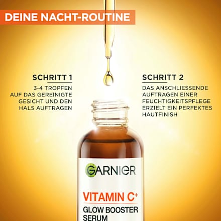 Nachtserum Glow Booster mit Vitamin C & Hyaluronsäure Garnier Skin Active