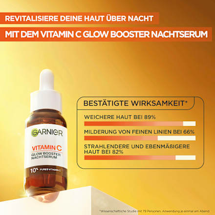 Nachtserum Glow Booster mit Vitamin C & Hyaluronsäure Garnier Skin Active
