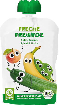Quetschie Apfel, Banane, Spinat & Gurke ab 6 Monaten Freche Freunde
