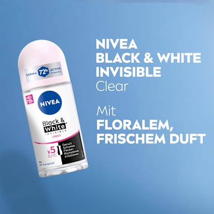 Antitranspirant Deo Roll-on Black & White Invisible clear NIVEA