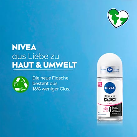 Antitranspirant Deo Roll-on Black & White Invisible clear NIVEA