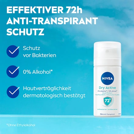 Antitranspirant Deospray Dry Active, Reisegröße NIVEA