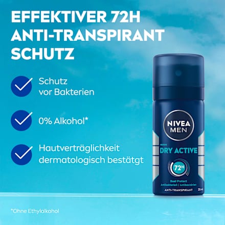 Antitranspirant Deospray Dry Active, Reisegröße NIVEA MEN