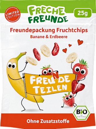 Kindersnack Fruchtchips Banane & Erdbeere  Freche Freunde