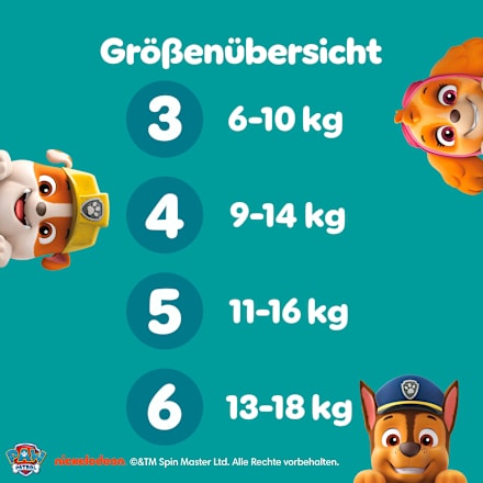 Windeln Baby Dry Gr.4 (9-14 kg) Limited Edition Paw Patrol, Monatsbox Pampers