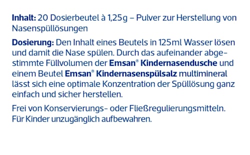Kinder Nasenspülsalz (20x1,25 g) Beutel Emsan