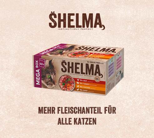 Nassfutter Katze Megapack (40x85 g) Shelma