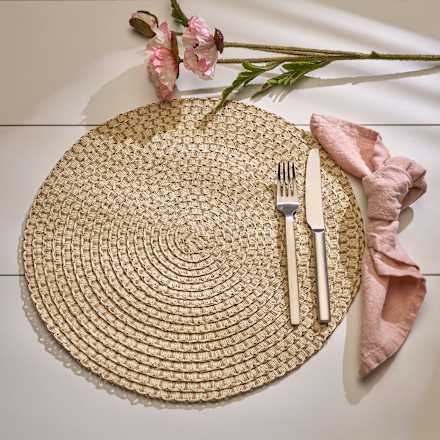 Platzset, Papierseil, rund, braun Dekorieren & Einrichten
