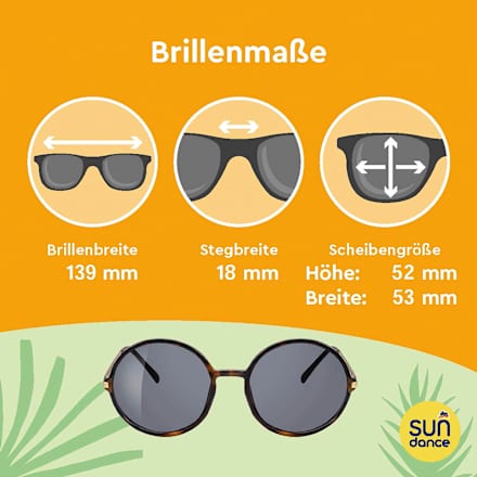 Sonnenbrille Erwachsene goldenes Gestell, runde Gläser SUNDANCE