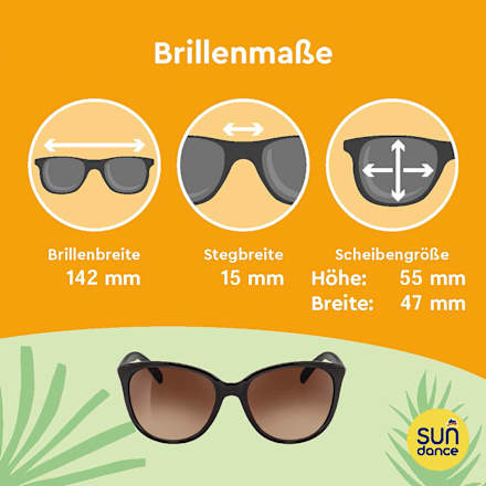 Sonnenbrille Erwachsene schwarz mit braun getönten Gläsern SUNDANCE
