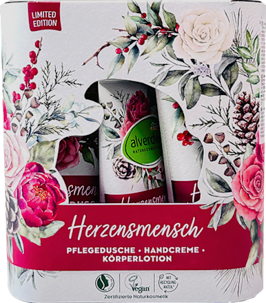 Karácsonyi ajándékcsomag Herzenmensch, virágos illattal alverde NATURKOSMETIK