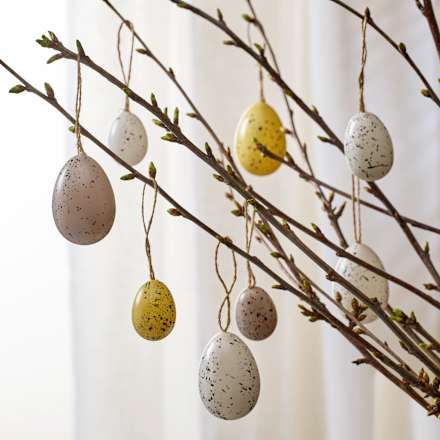 Kunststoffeier, gesprenkelt, weiß/gelb/grau Dekorieren & Einrichten