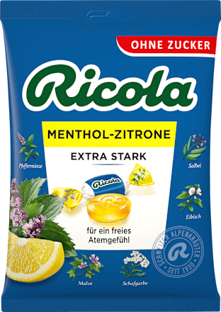 Bonbon, Menthol Zitrone extra stark, zuckerfrei Ricola