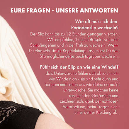 Periodenunterwäsche Slip mit Spitze Schwarz, Gr. M dais