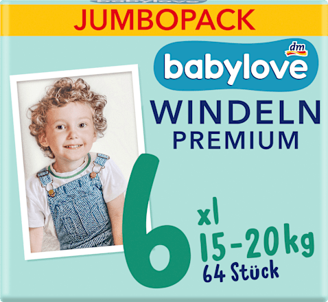 Pannolini premium taglia 6 XL (15-20 kg), confezione Jumbo babylove