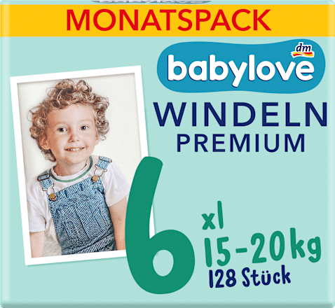 Windeln Premium Gr. 6, XL, 15-20 kg, Monatspack babylove