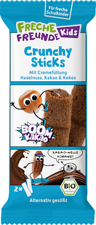 Kindersnack Crunchy Sticks mit Cremefüllung Haselnuss, Kakao & Kokos ab 4 Jahren Freche Freunde