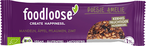 Nussriegel, "Poesie Amelie" mit Mandeln, Äpfel, Pflaumen & Zimt foodloose