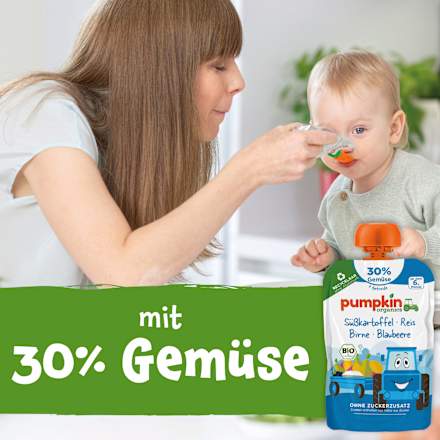 Quetschie Süßkartoffel, Reis, Birne & Blaubeere, ab 6 Monaten pumpkin organics