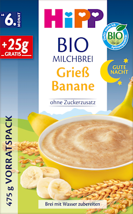 Abendbrei Milch Grieß Banane nach dem 6.Monat HiPP