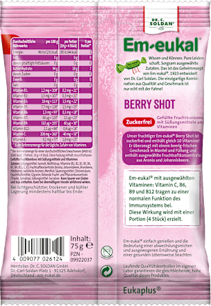 Bonbon, Berry Shot, gefüllt, zuckerfrei Em-eukal