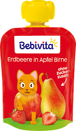 Quetschie Erdbeere in Apfel Birne, ab 1 Jahr (4x90 g) Bebivita