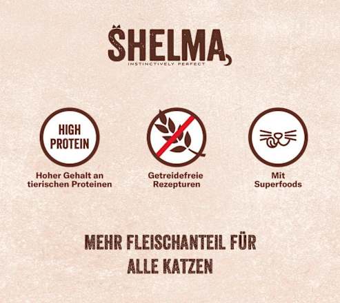 Nassfutter Katze mit Rind, Truthahn, Huhn & Ente, Multipack (24x85 g) Shelma