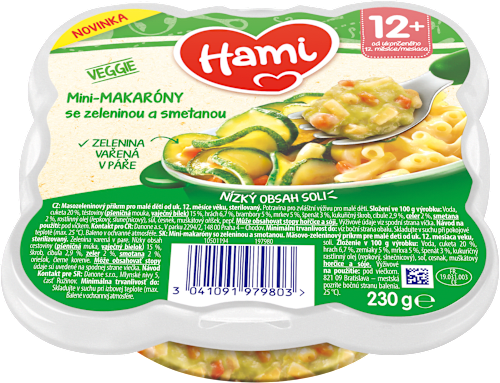 Príkrm Mini-makaróny so zeleninou a smotanou Hami