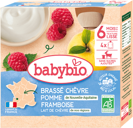 bio mléčný dezert z kozího mléka jablko a malina 4x85 g  babybio