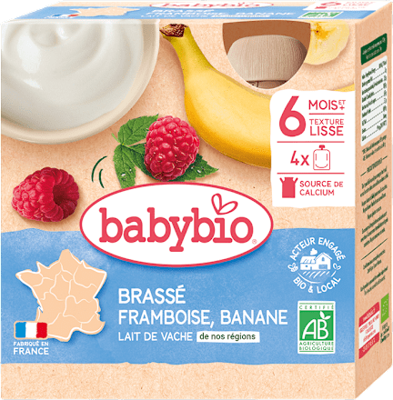 bio mléčný dezert malina a banán 4x85 g babybio