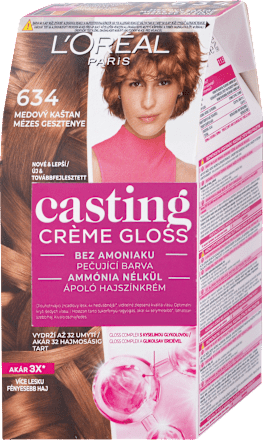 Farba na vlasy - 634 medový gaštan L'ORÉAL PARiS CASTING Crème Gloss