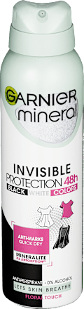 Minerálny antiperspirant v spreji Invisible Protection Black White Colors GARNIER mineral
