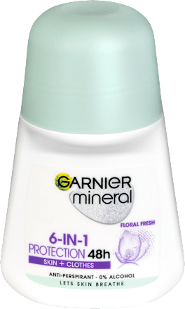 Minerálny guľôčkový antiperspirant 6-in-1 Protection Skin + Clothes GARNIER mineral