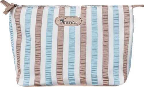 Kosmetiktasche beige hellblau gestreift manòu