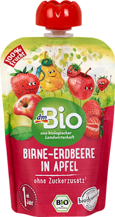 bio příkrm v sáčku jablko, hruška & jahoda  dmBio