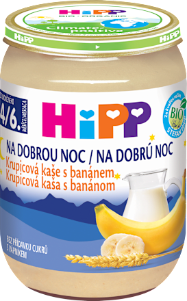 BIO kaše krupicová na dobrou noc s příchutí banánu HiPP