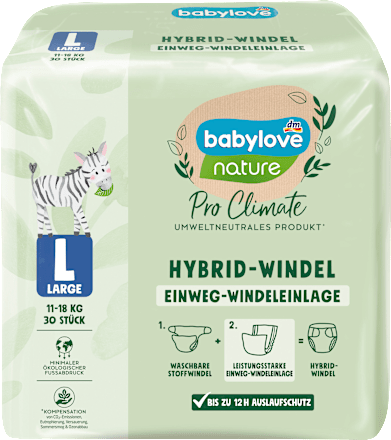 Vložki za enkratno uporabo za pralne plenice Pro Climate, L (11-18 kg) babylove nature