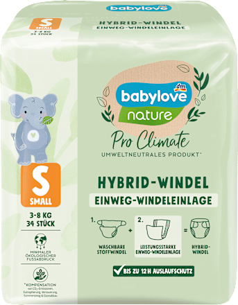 Vložki za enkratno uporabo za pralne plenice Pro Climate, S (3-8 kg) babylove nature