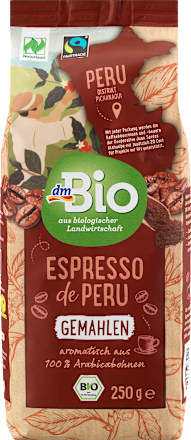 Pražená mletá káva Espresso de Peru dmBio