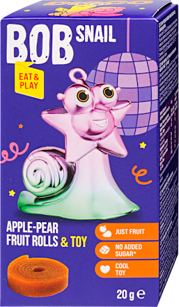 Gyümölcstekercs almával és körtével, játékkal, Eat & Play Bob Snail