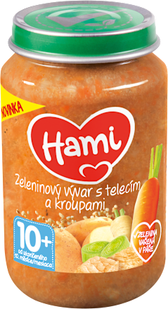 Príkrm Zeleninový vývar s teľacím a krúpami Hami