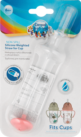 Silikónová netečúca slamka so závažím, ružová - 6m+ Canpol babies