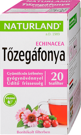 Tőzegáfonya-echinacea gyümölcstea, 20 filter NATURLAND