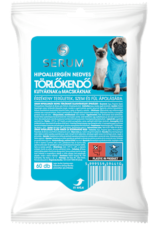Nedves törlőkendő kutyáknak és macskáknak SERUM