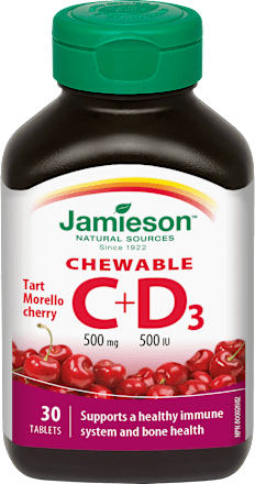 Cmúľacie tablety vitamín C + D3 Jamieson