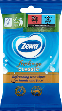 Nedves kéz- és arctörlő kendő, Fresh To Go, Classic ZEWA