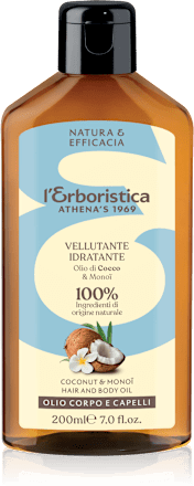 Olio corpo e capelli idratante elasticizzante con olio di cocco e monoi L'ERBORISTICA