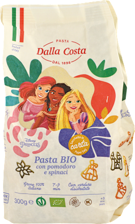 Bio cestoviny so špenátom a paradajkami Disney Princess Dalla Costa
